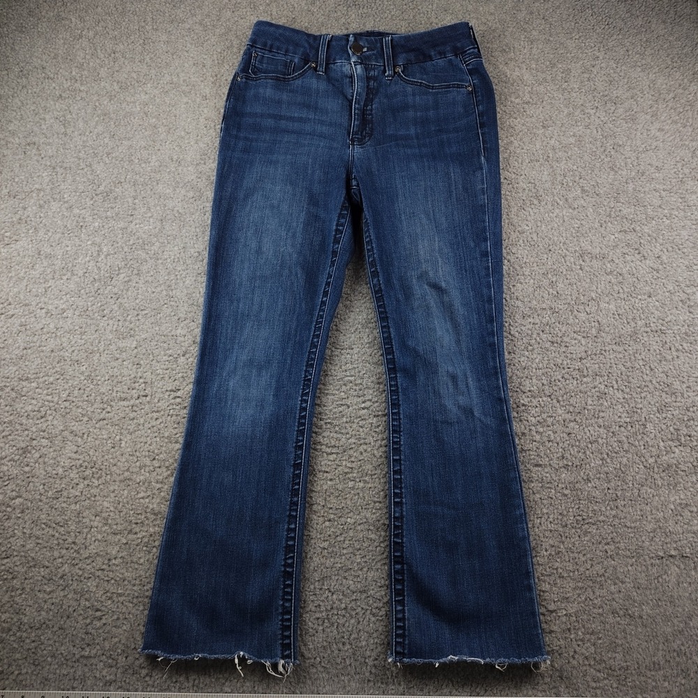 Seven 7 Barely Bootleg Jeans 30x28 Blue Denim Sz 6 Womens Stretch
